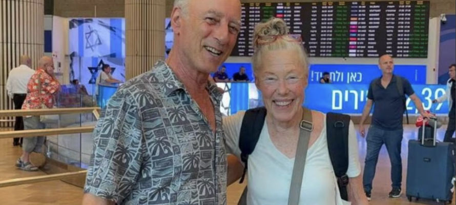 Adriana Turk, 74 reunites with relative Raanan Gidron, 73, both descended from Jews who survived the Holocaust.