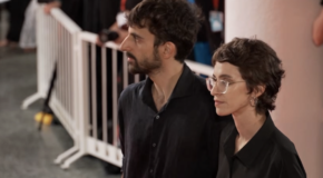 Yuval Abraham and Rachel Szor at the Venice Film Festival and receive an award for their Gaza documentary NAZA. (September 11, 2026)