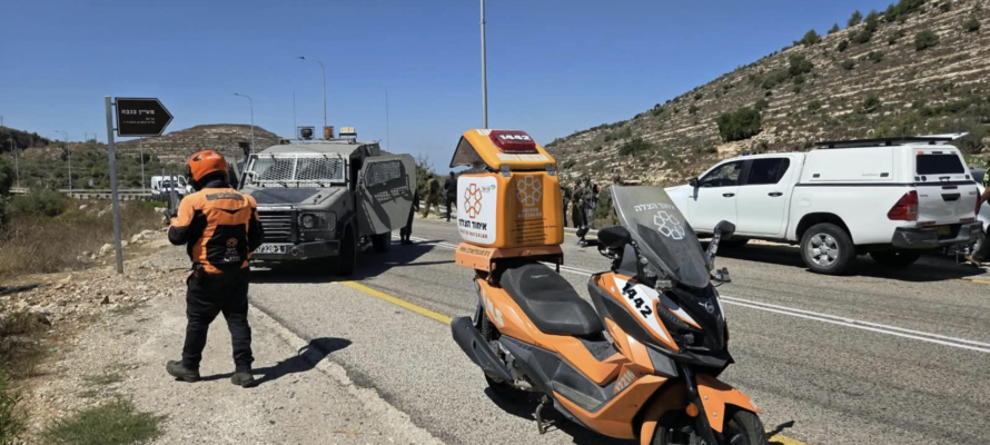 Scene of terrorist shooting attack near Neve Tzuf in Samaria, September 20, 2026. (United Hatzalah)