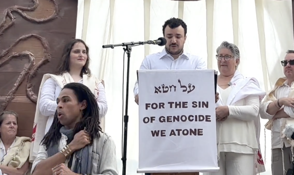 Mahmoud Khalil accuses Israel of genocide at Yom Kippur event in New York City. (X screenshot)