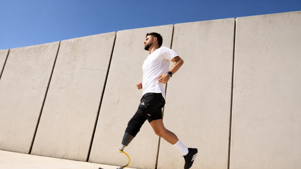 IDF amputee Shalev Biton in an Adidas ad (Screenshot/X)