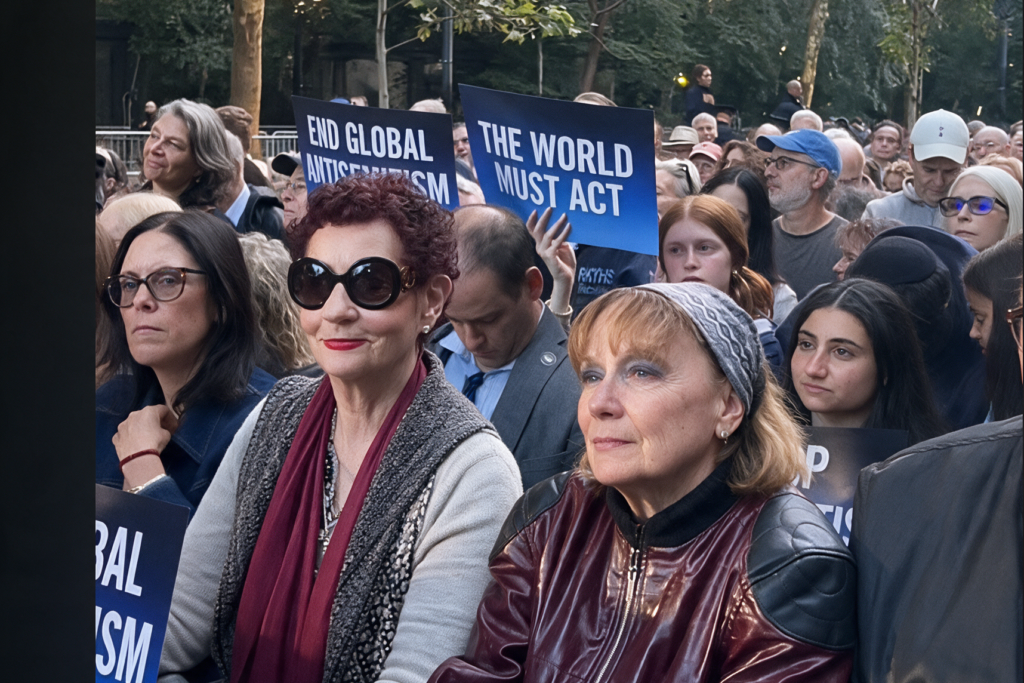 Rally against antisemitism in front of headquarters,