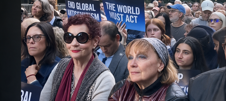 Rally against antisemitism in front of headquarters,