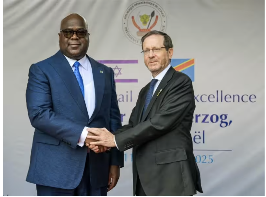 Congolese President Félix Tshisekedi (lft) and Israeli President Isaac Herzog, September 2025. (Israeli embassy)